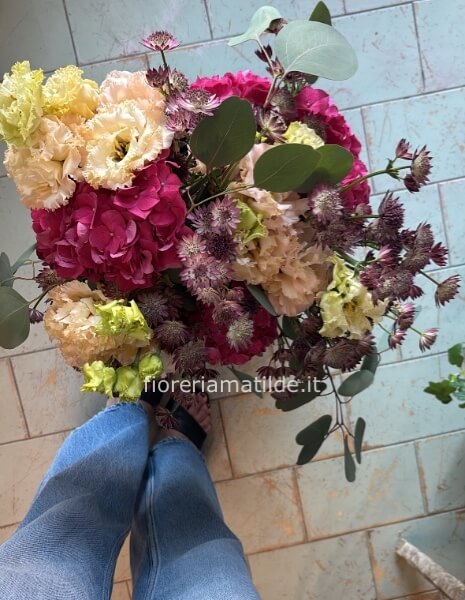 Bouquet Ortensie e Lisianthus